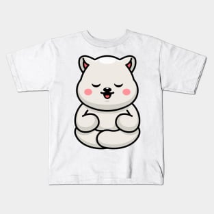 Cute baby polar bear meditation cartoon Kids T-Shirt